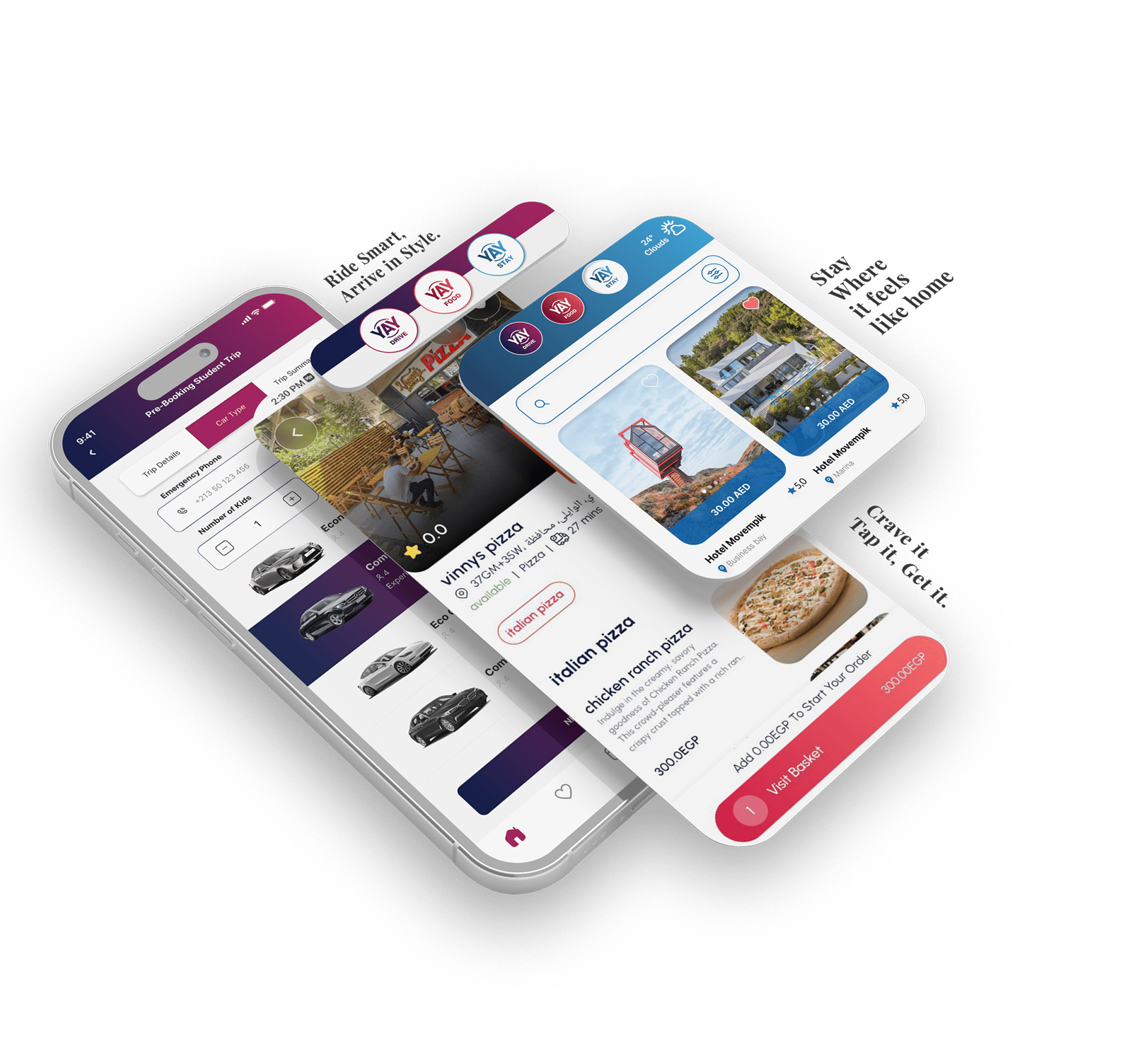 YAY Services App Screens